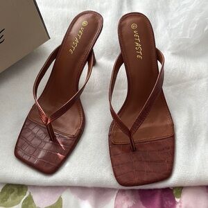 Brown Crocodile thong sandals
